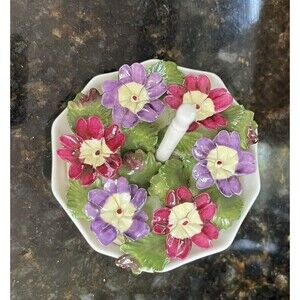 Aynsley Porcelain Floral Umbrella Ring Holder Flowers April Primrose HandPainted